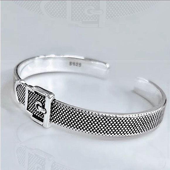 STERLING SILVER ADJUSTABLE BUCKLE BRACELET - Picture 2 of 3